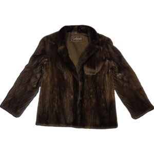 Vintage Garfinckel’s Mahogany Mink Fur Coat Jacket Womens M Medium Brown Glossy